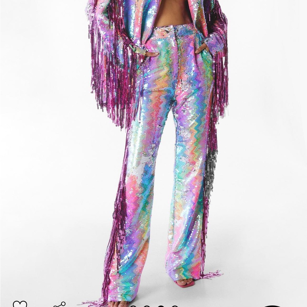 Nasty Gal Premium Sequin Flare Pants Size 6, New with Tags sold out in size 6
